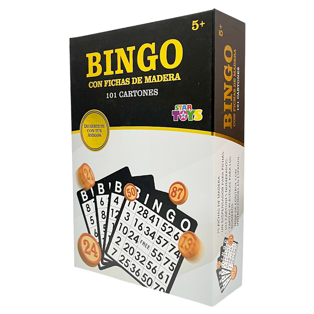 Bingo Con Fichas De Maderas 101 Cartones Lujo Star Toys