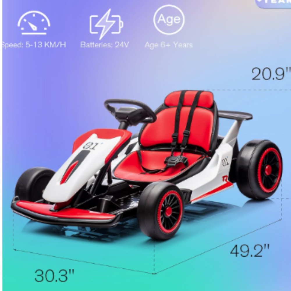 Carro Recargable Go-Kart R/C Rojo 12V