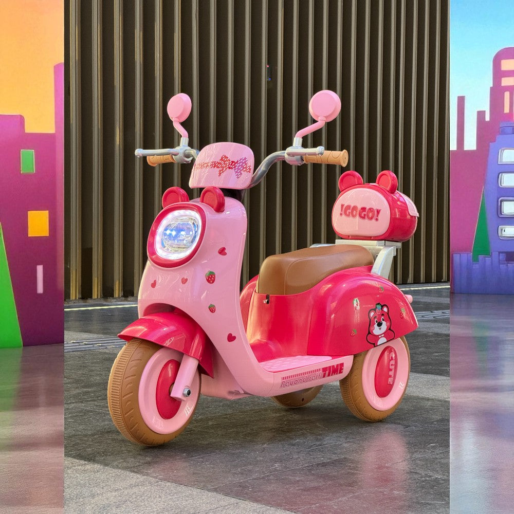 Moto Recargable Rosa-Rojo 6V