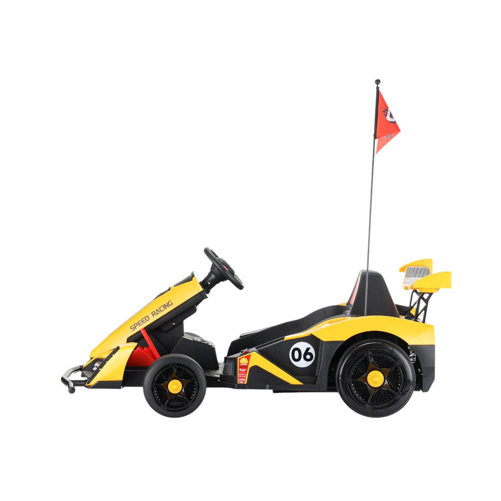 Carro Recargable Go-Kart Amarillo 12V Overseas