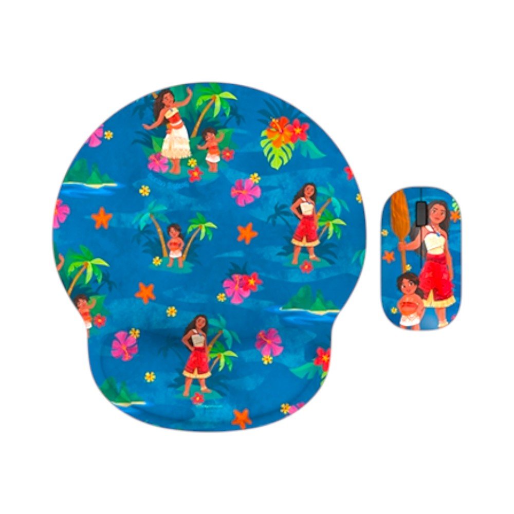 Mouse inalámbrico y alfombrilla temática Disney. Comodidad, precisión y diseño oceánico para tu escritorio. En Titán Panamá.