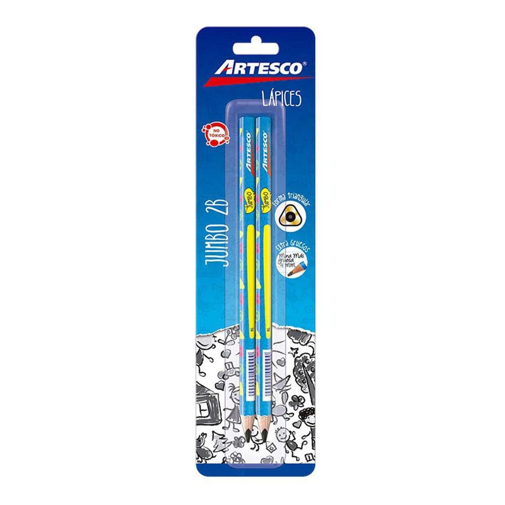 Lápiz Grafito Artesco 2B Jumbo 2 Piezas