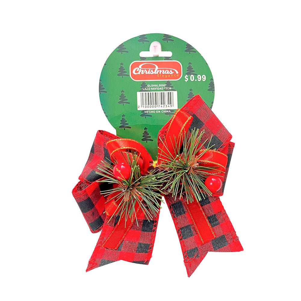Lazo Navidad 13 cm Rojo con Piña / Christmas Elegance - Christmas Elegance - Titan.com.pa - 2100000742349