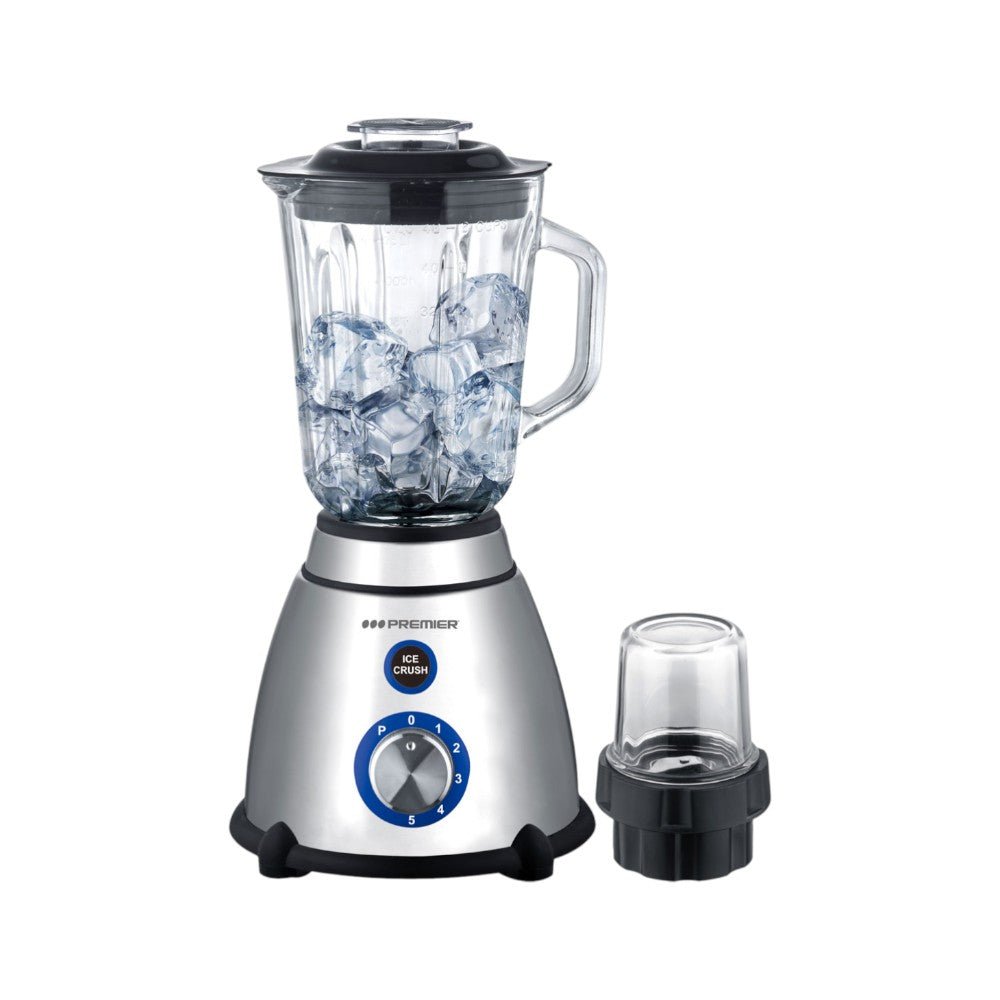 Licuadora 2 en 1 Premier / 1.5 Litros / Jarra de Vidrio / 5 velocidades / Silver - Premier - Titan.com.pa - 7453064746835