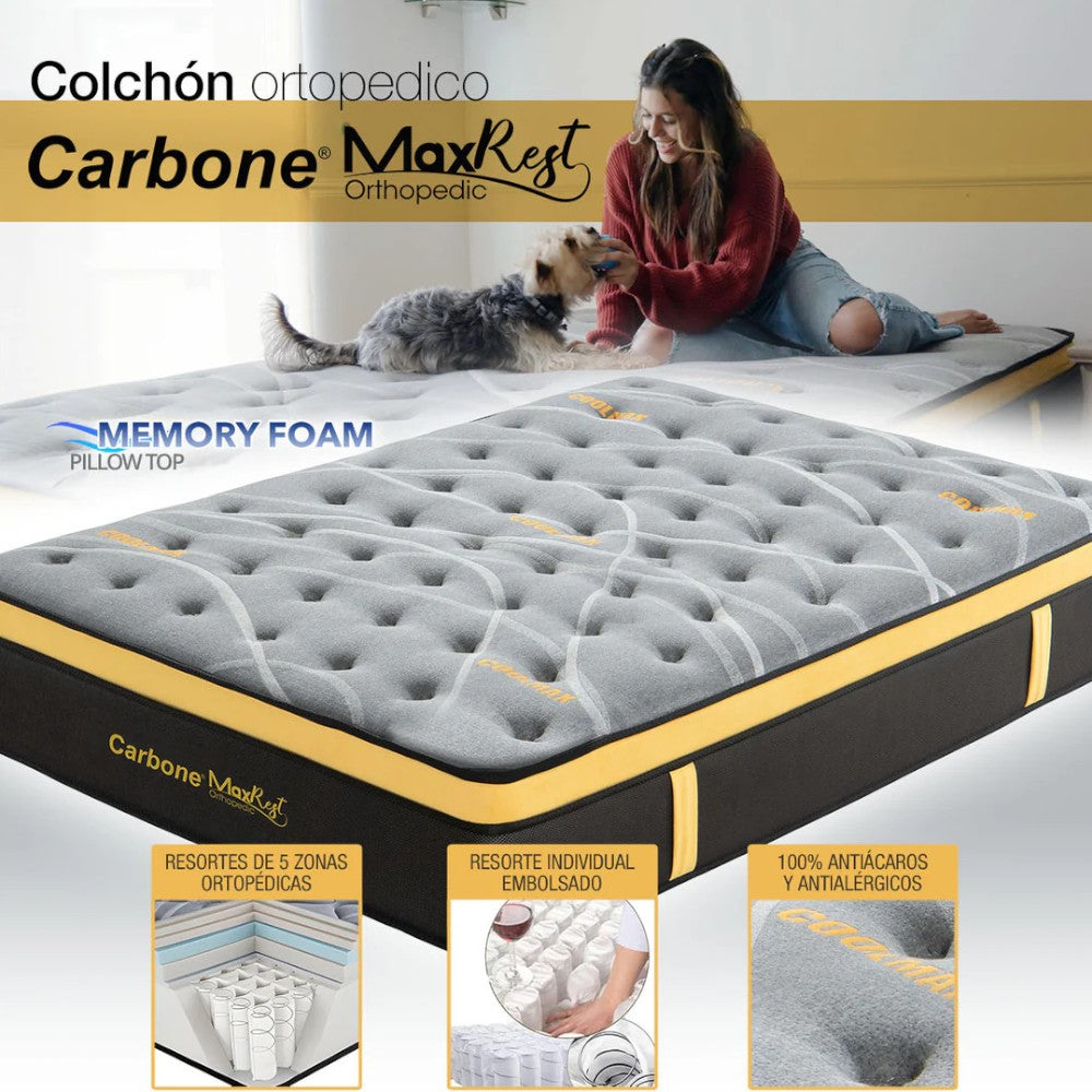 Colchón Twin Carbone Pillow Memory Foam - Ortopédico