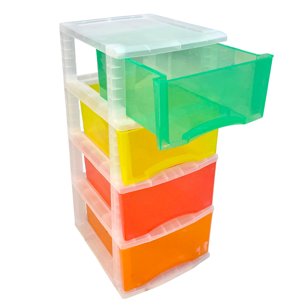 Gavetero plástico colores Elements Furniture de 4 gavetas.