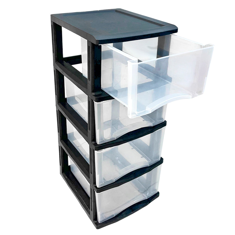 Gavetero plástico transparente Elements Furniture de 4 gavetas.
