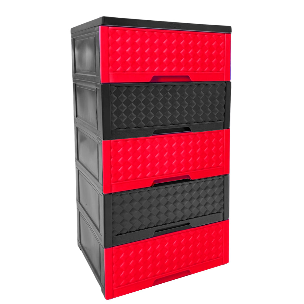 Gavetero Moderno Plastek 5 Gavetas / Plástico / Rojo-Gris