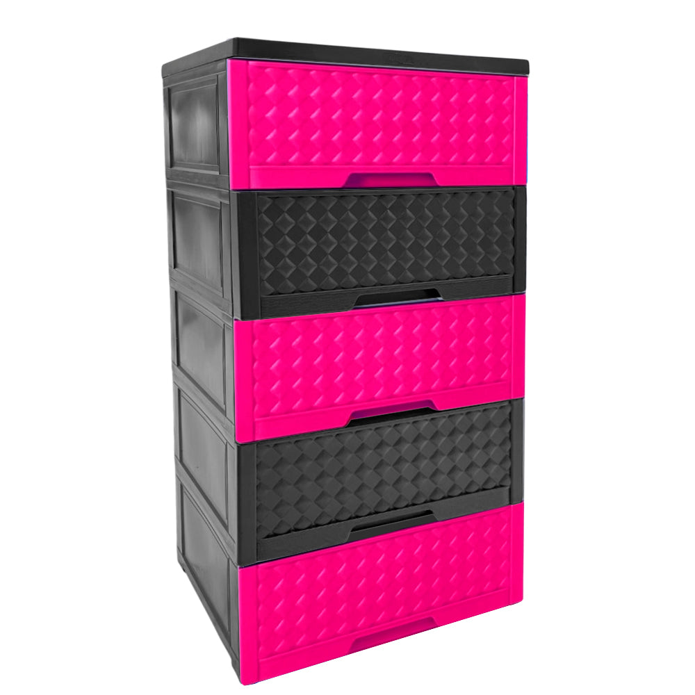 Gavetero Moderno Plastek 5 Gavetas / Plástico / Rosado-Gris