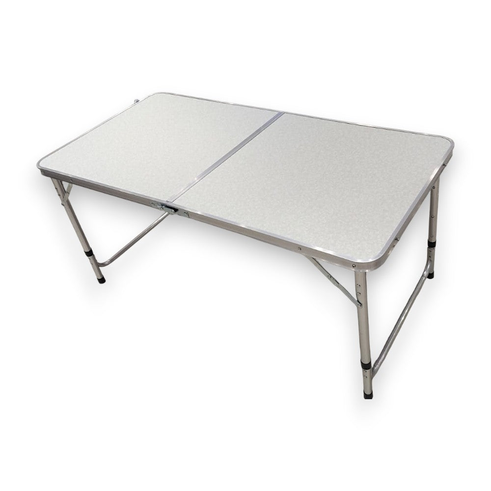 Mesa plegable Kennedy Home con estructura metálica y patas abatibles.
