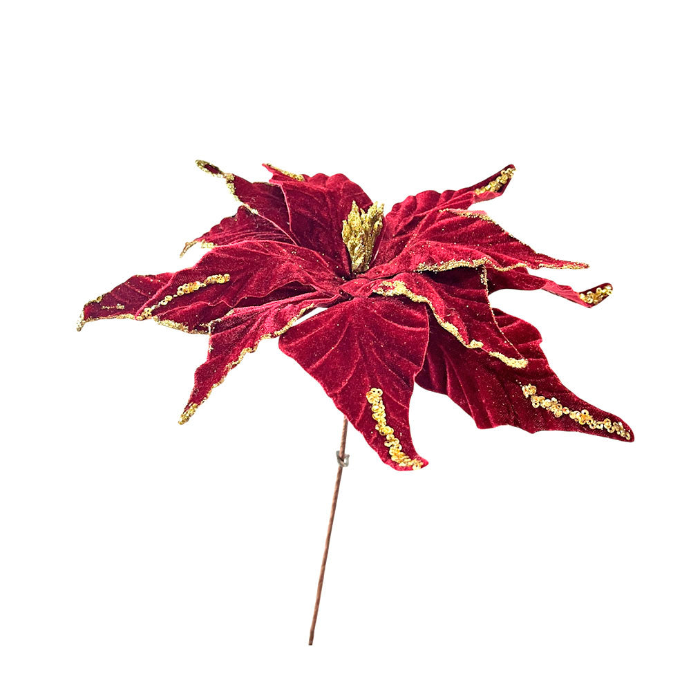 Flor Navideña Poinsettia 30 Cm Burgundy
