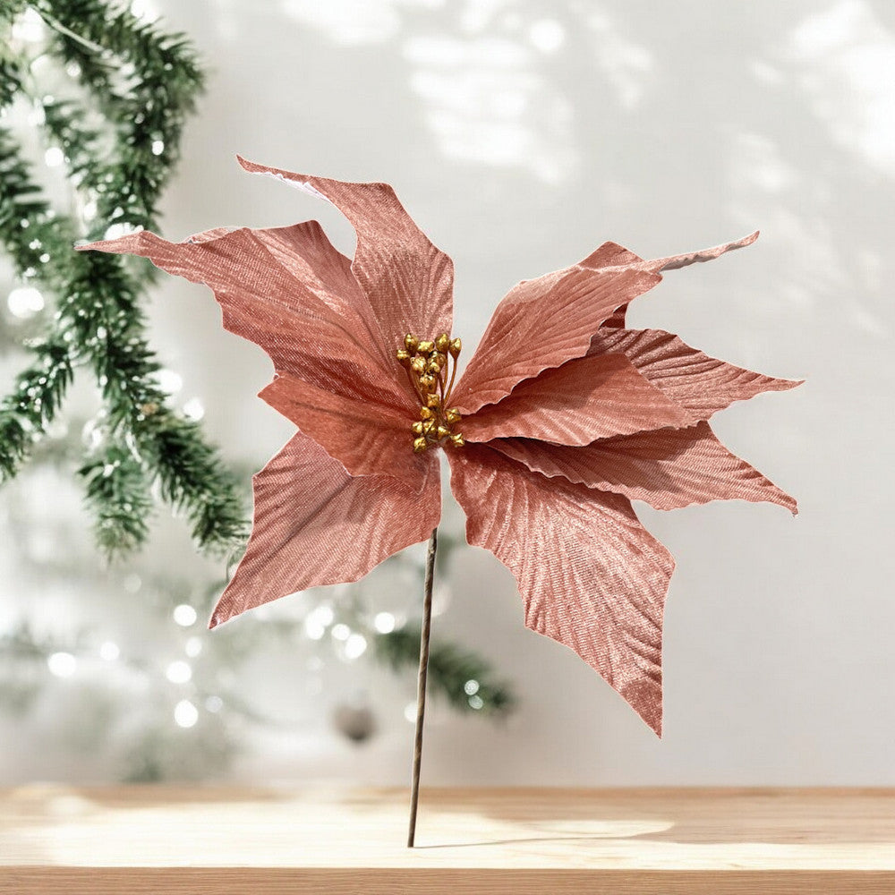 Flor Navideña Poinsettia 30 Cm Rose