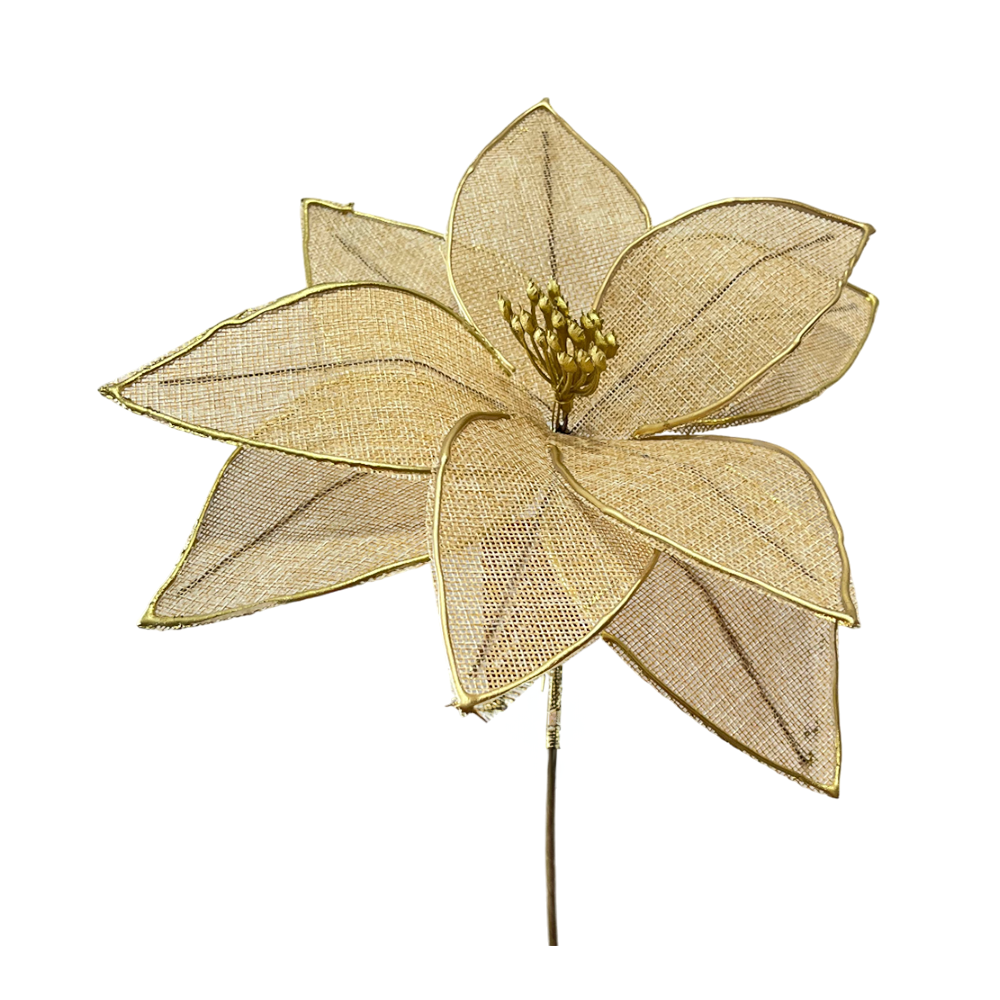 Flor Navideña Poinsettia 30 Cm Natural