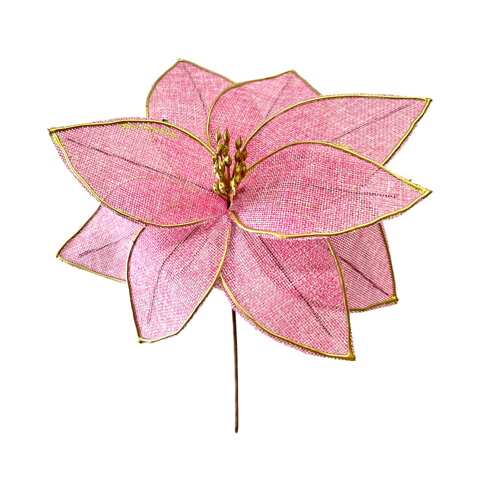 Flor Navideña Poinsettia 28 Cm Rosa