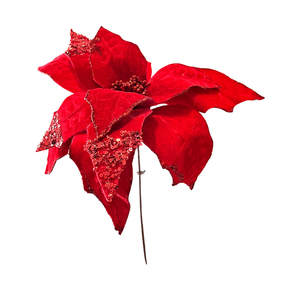 Flor Navideña Poinsettia 30 Cm Rojo