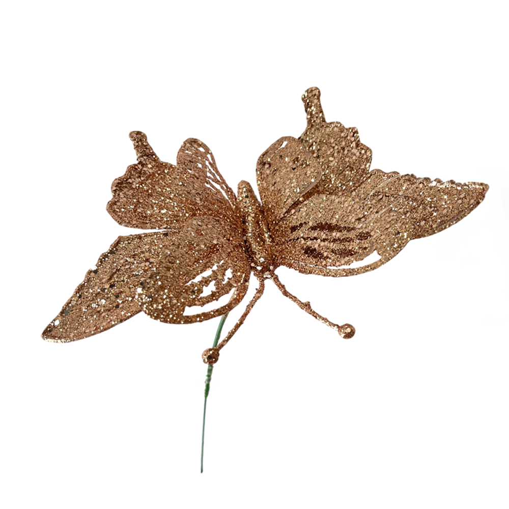 Pick Navideño Mariposa 14 Cm Rose Gold