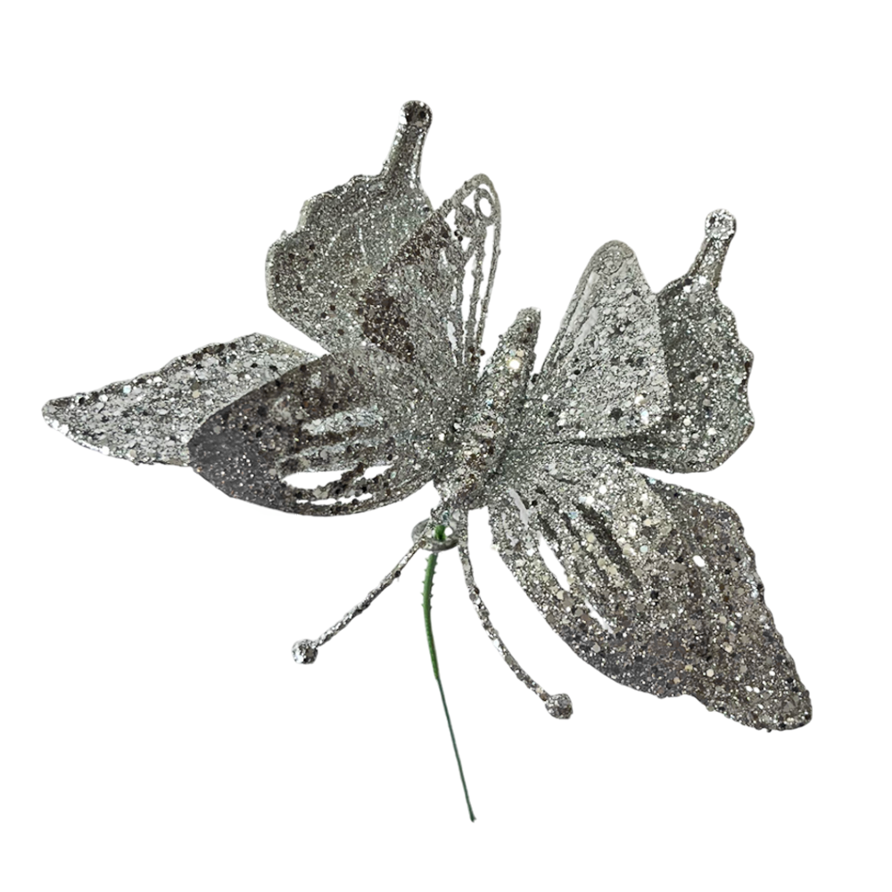 Pick Navideño Mariposa 14 Cm Silver