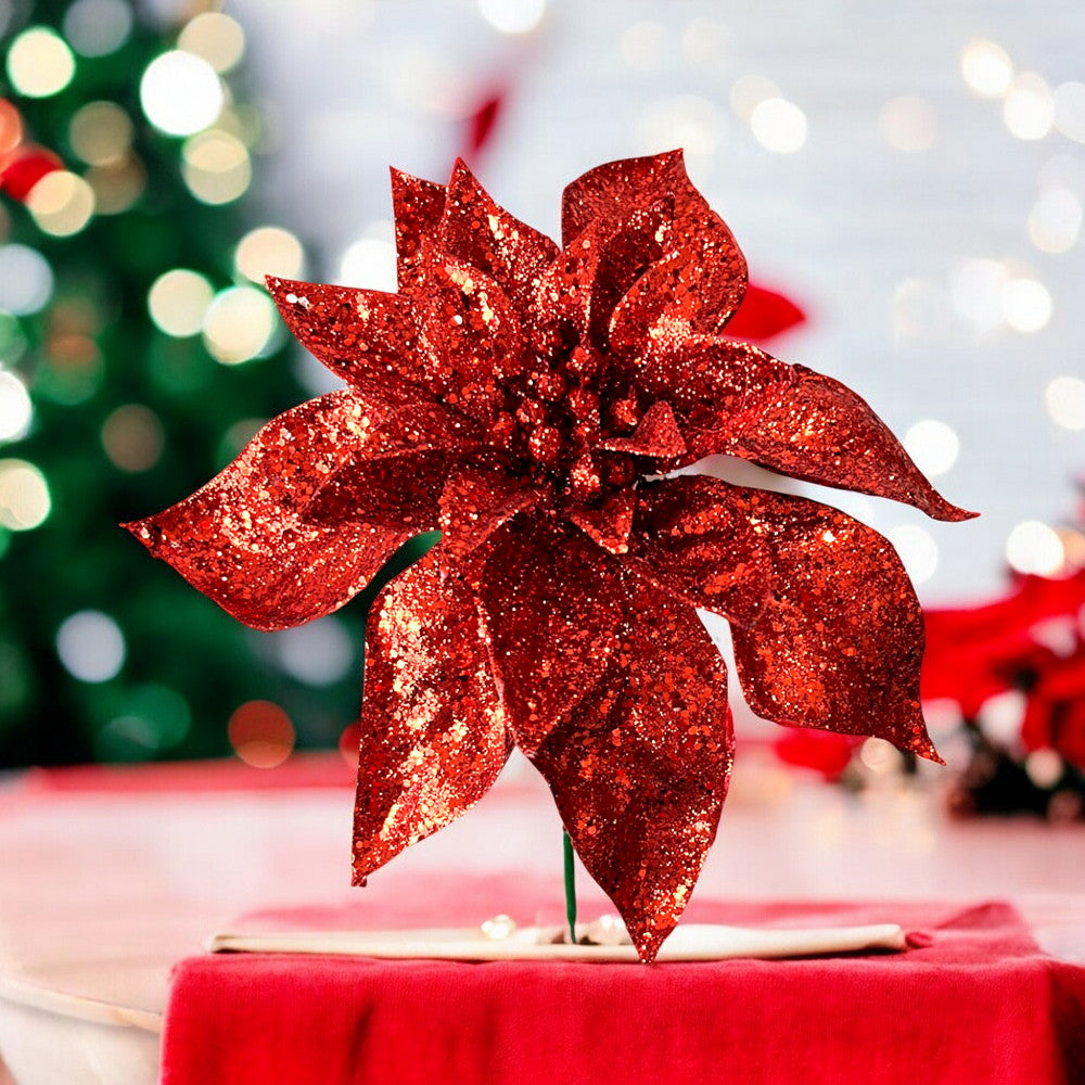 Pick Navideño Flor 20 Cm Rojo