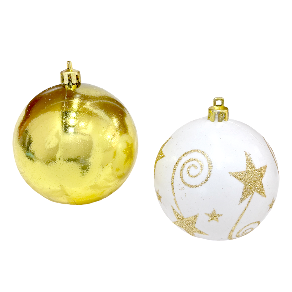 Bolas Navideñas Maranelo Christmas / 6 Piezas / 7Cm / Dorado-Blanco