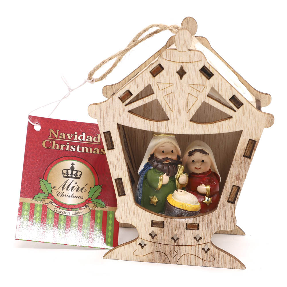 Adorno de Navidad Sagrada Familia Miró Christmas Con Casita 10 cm