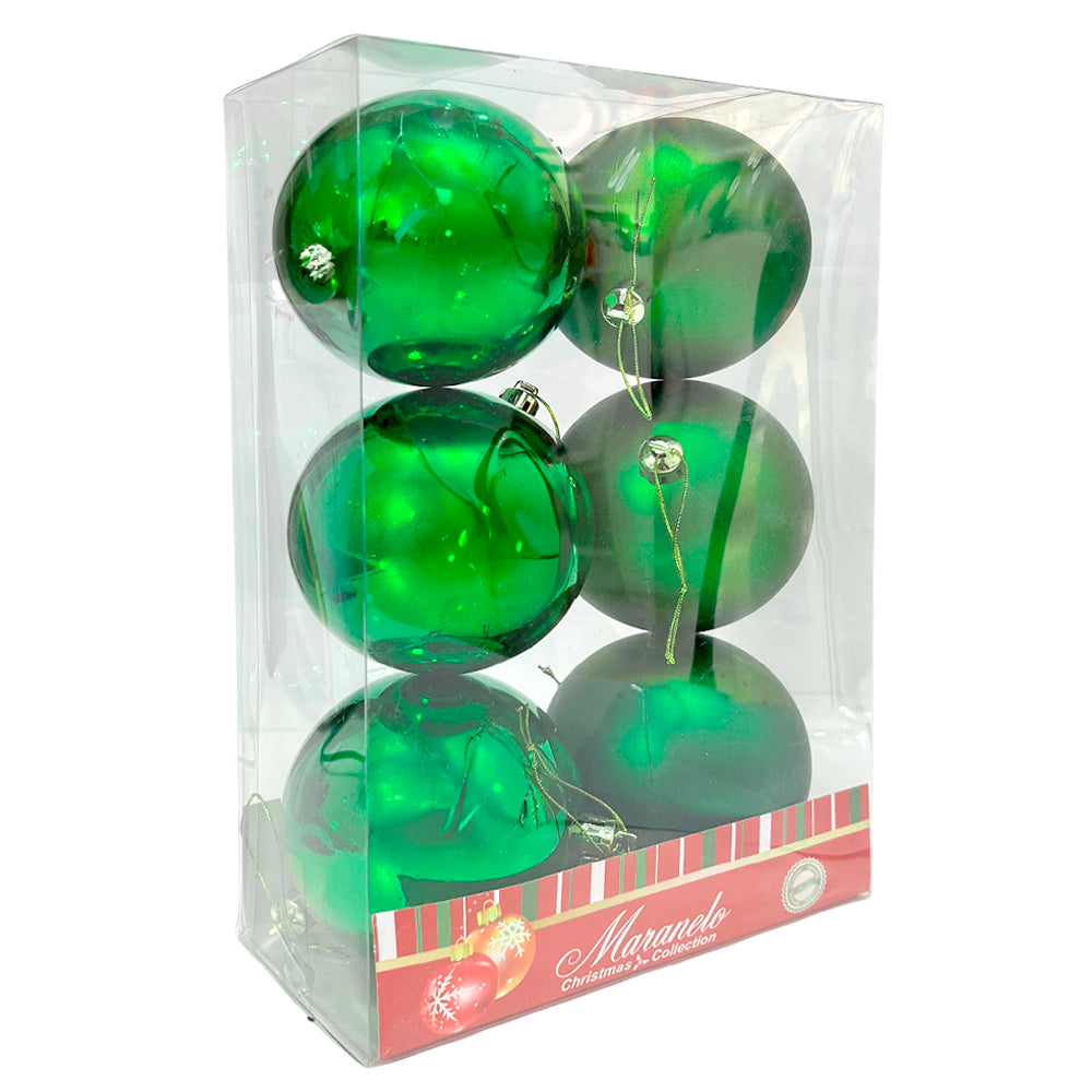 Bola Navideña 6 pza / Lisas / Verde / 8 cm / Maranelo Christmas