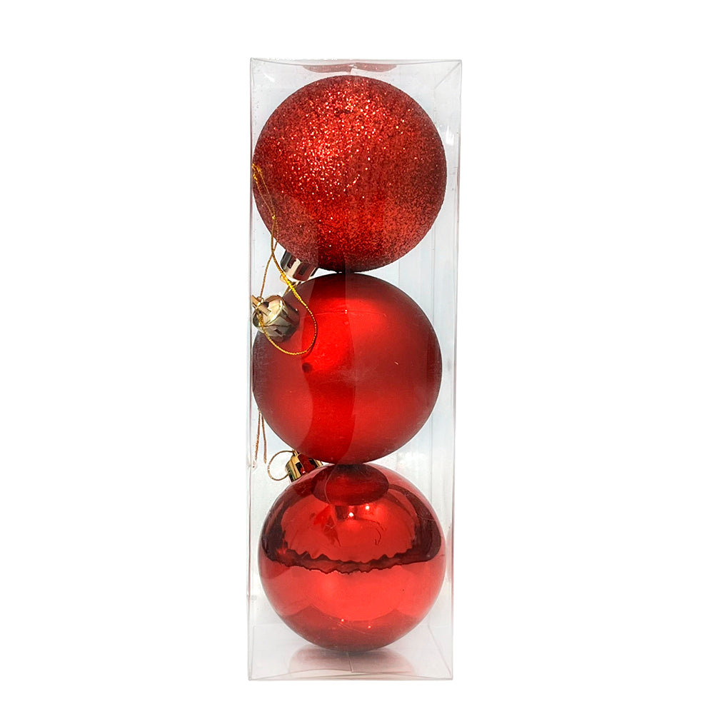 Bola Navideña Lisa de 6Cm Maranelo Christmas / 3 Piezas / Brillante-Mate-Escarchada / Roja