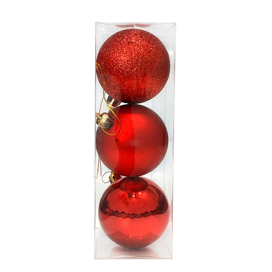 Bola Navideña Lisa de 6Cm Maranelo Christmas / 3 Piezas / Brillante-Mate-Escarchada / Roja