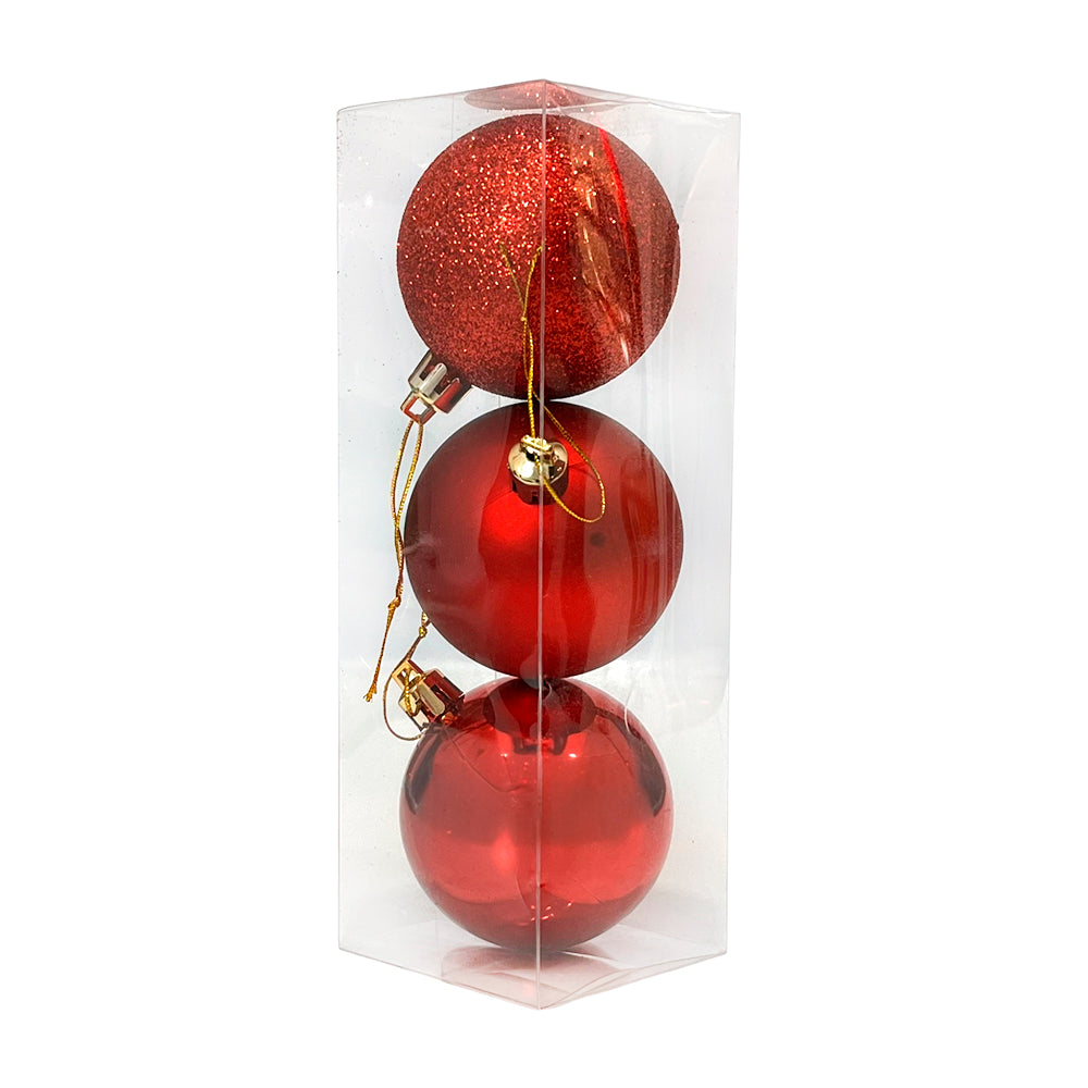 Bola Navideña Lisa de 6Cm Maranelo Christmas / 3 Piezas / Brillante-Mate-Escarchada / Roja