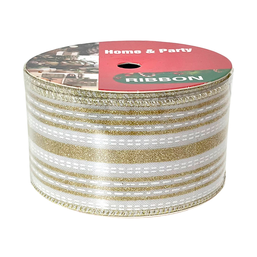 Cinta Decorativa Navideña Christmas Elegance / 2.5"x10Yd / Surtido