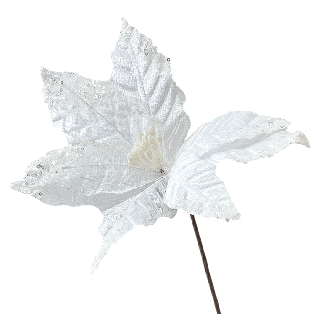 Flor Navideña Poinsettia 30 cm / White / Montefiori Christmas