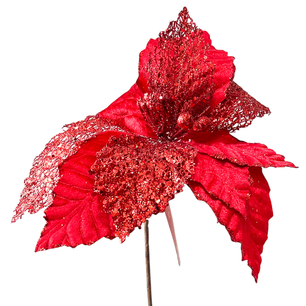 Flor Navideña Poinsettia 33 cm / Roja / Montefiori Christmas