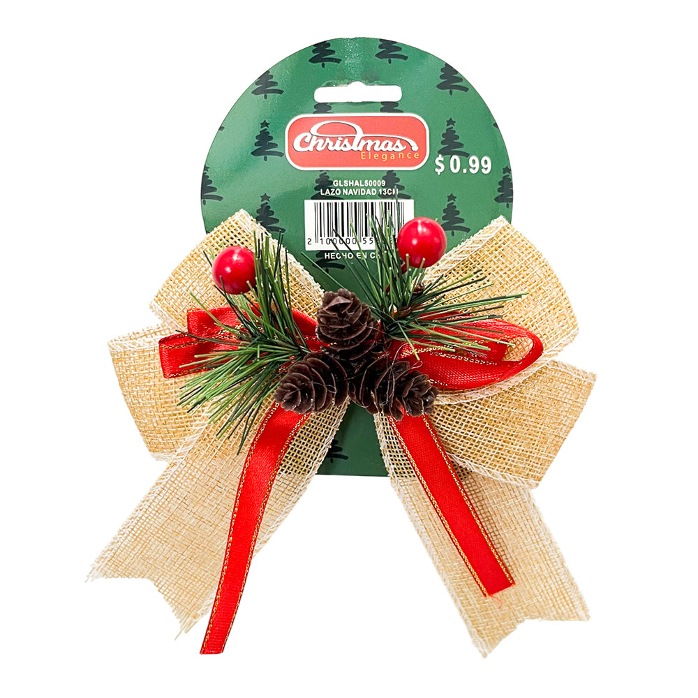 Lazo Navidad 13 cm con Piña / Christmas Elegance
