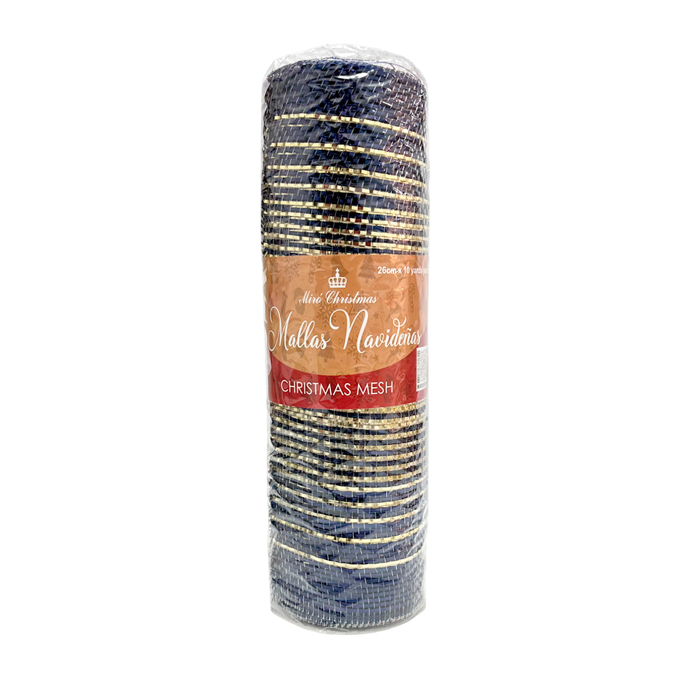 Malla Navideña / Miro Christmas / Azul y Dorada 27 x 10 Yardas