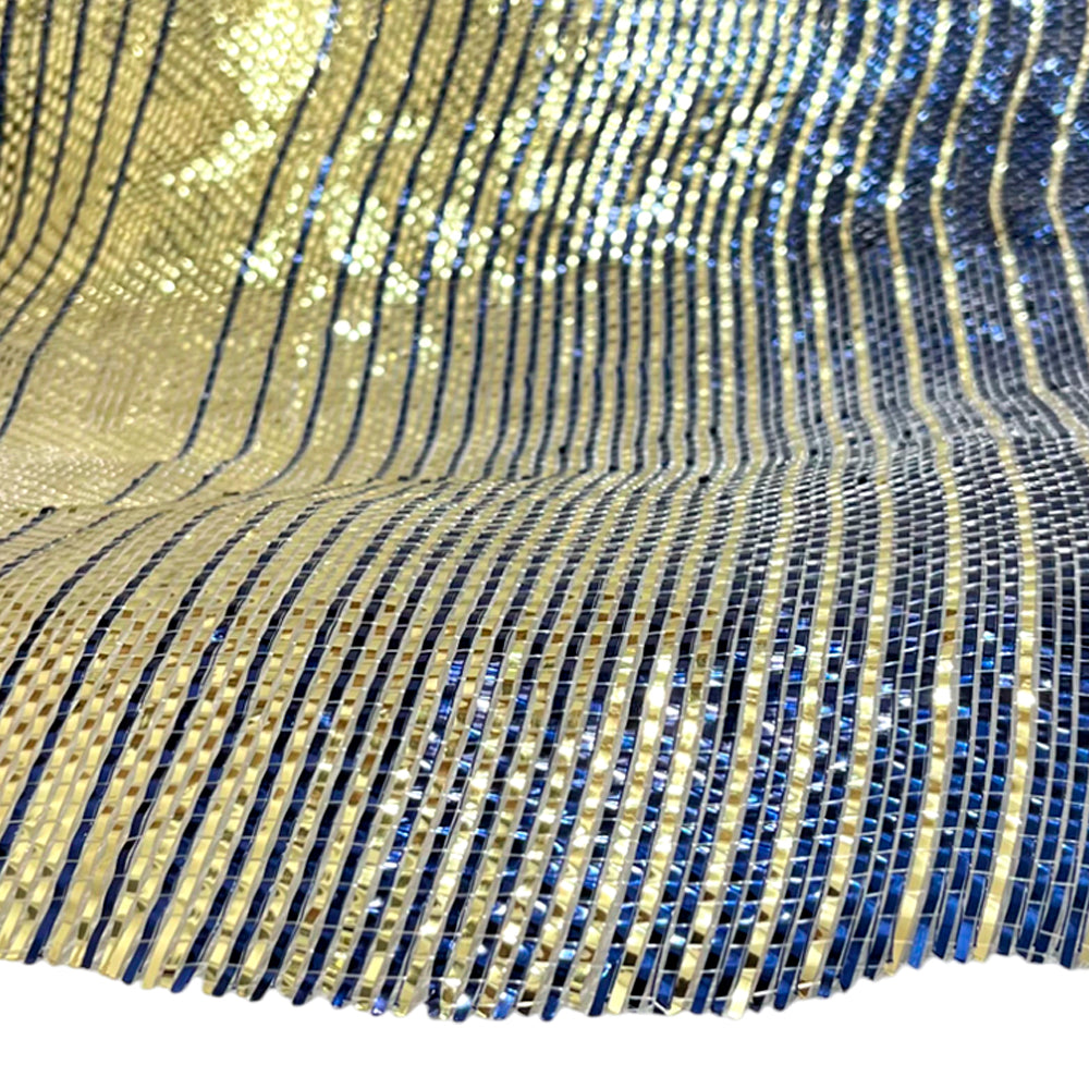 Malla Navideña / Miro Christmas / Azul y Dorada 27 x 10 Yardas