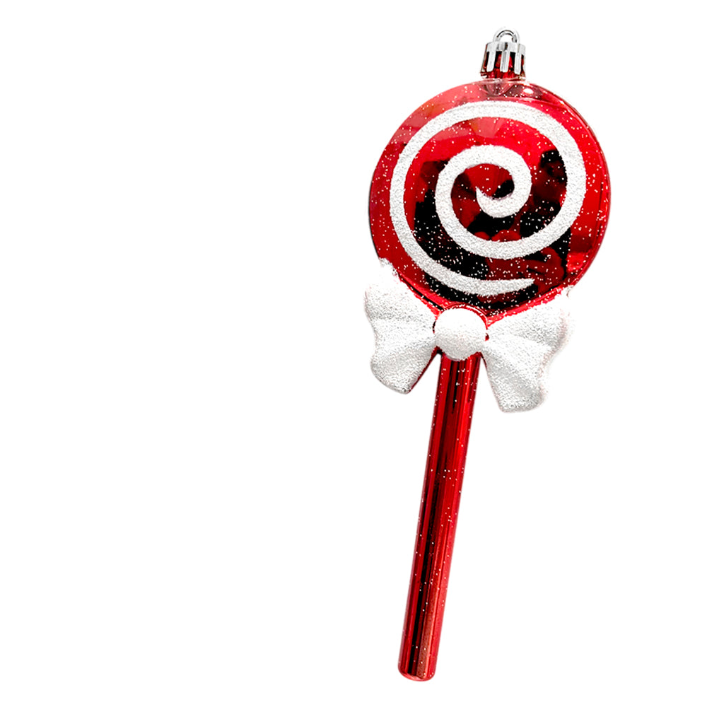Ornamento Navideño Caramelo / Miro Christmas / 18 cm Set 2 Piezas Rojo y Blanco