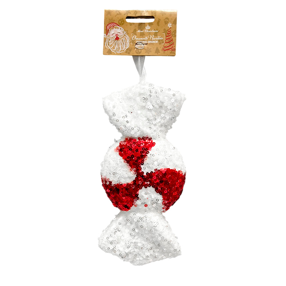 Ornamento Navideño Pastilla redonda / Miro Christmas / 9x20 cm Rojo y Blanco