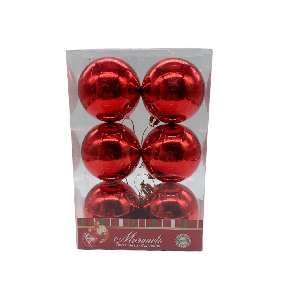 Bolas Lisas de Navidad Maranelo Christmas 6 Piezas de 7Cm Red