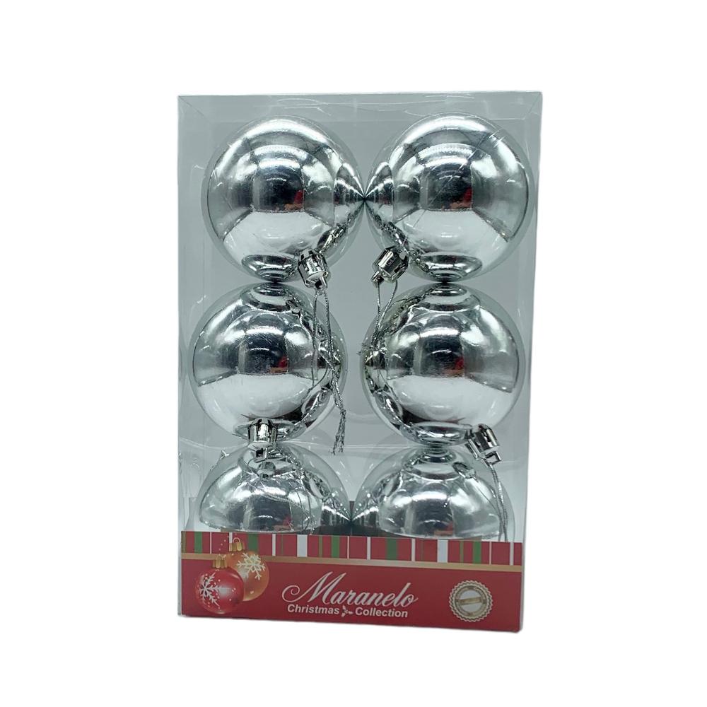 Bolas Lisas de Navidad Maranelo Christmas 6 Piezas de 7Cm Silver