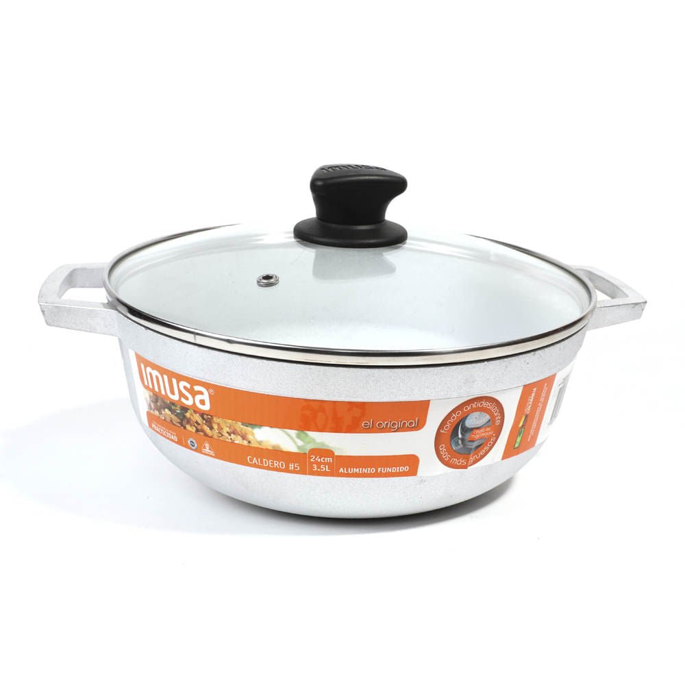 Paila Imusa Con Tapa de Vidrio 24 cm