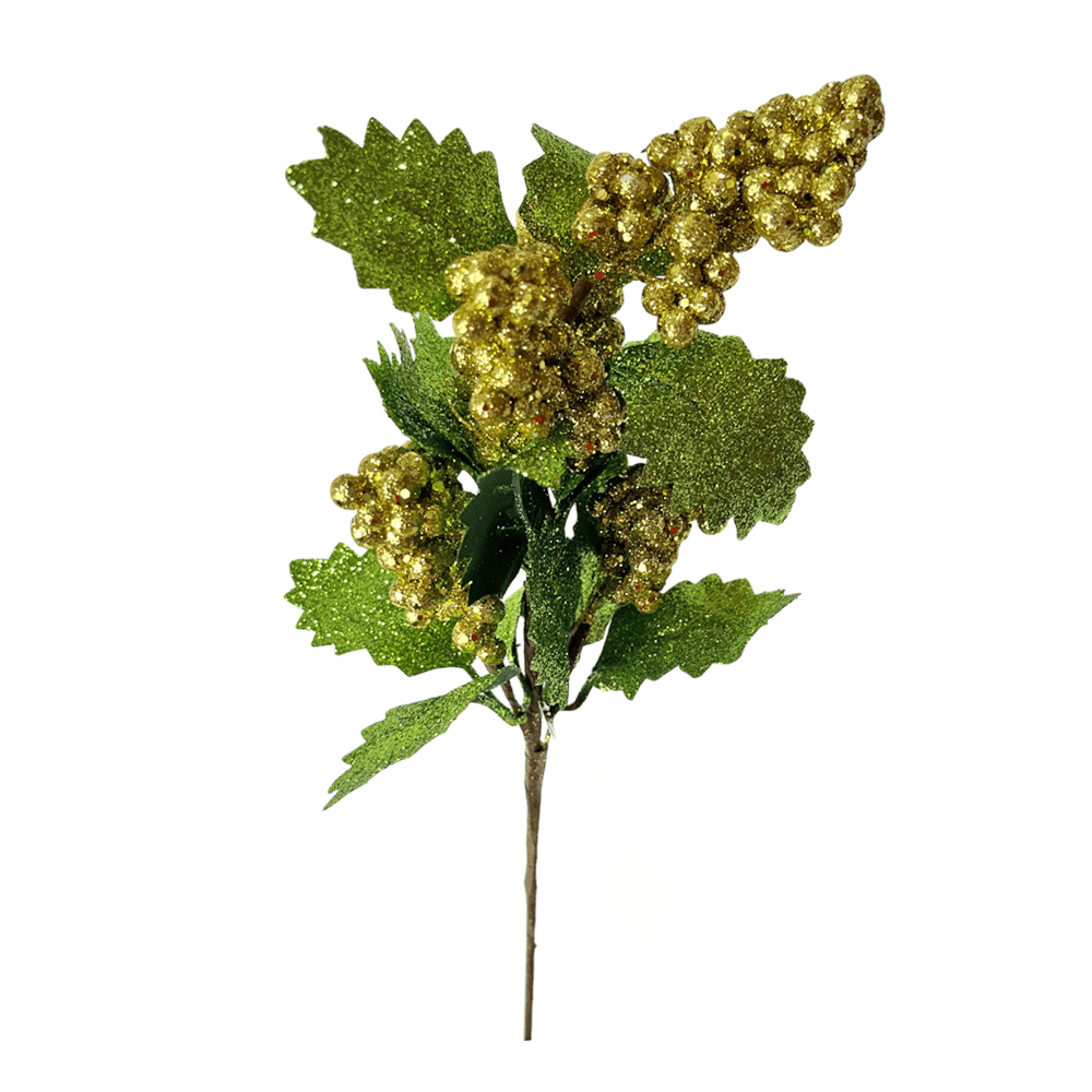Pick Navideño Flor 30 Cm Gold - Montefiori Christmas - Titan.com.pa - 7453121092721