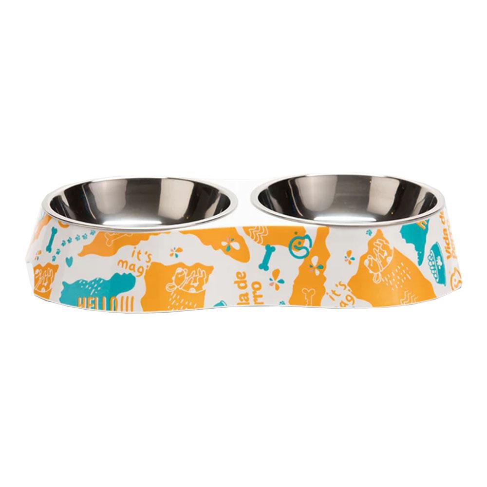 Plato Doble de Aluminio Vida de Perro Pequeño
