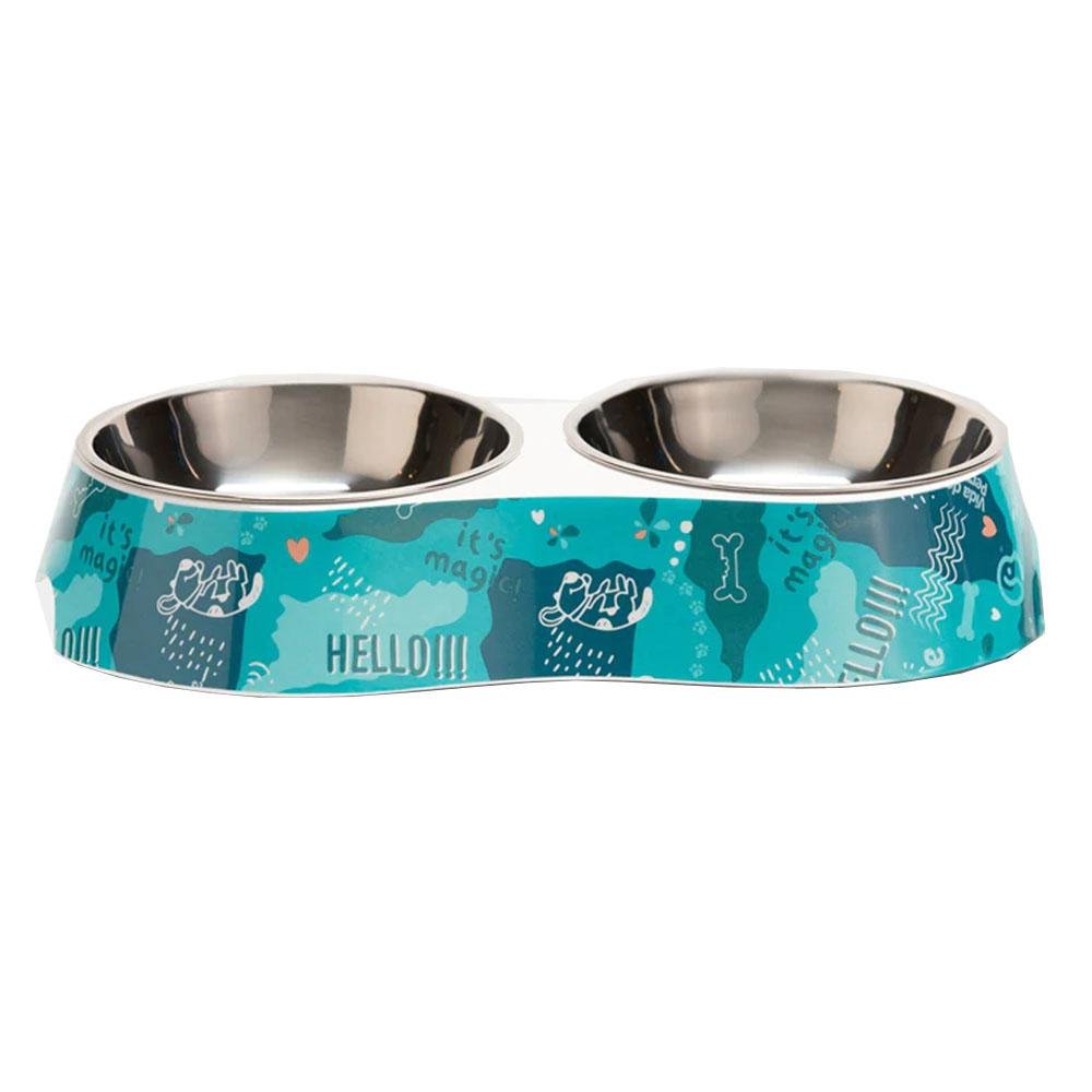 Plato Doble de Aluminio Vida de Perro Pequeño
