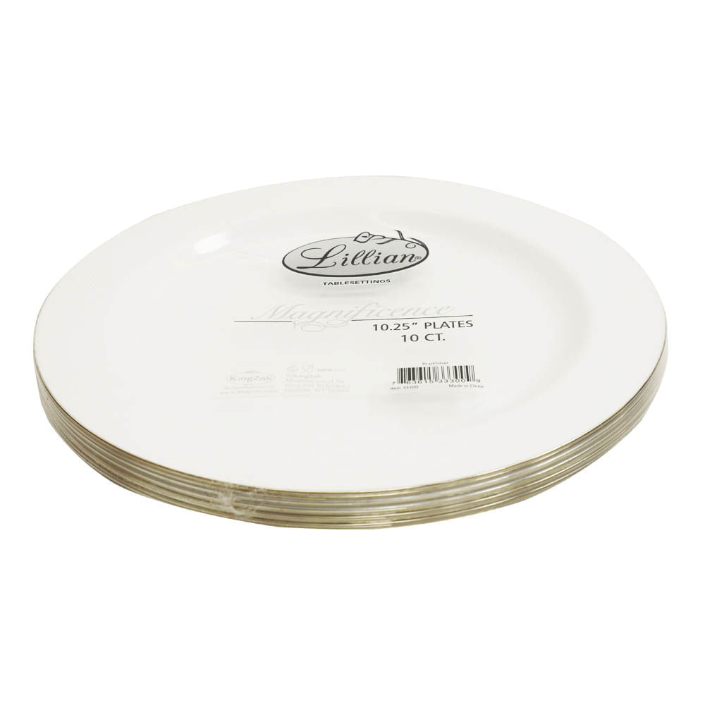 Platos LLanos Lillian 10" / Plástico / Set 10 Piezas / Blanco-Silver - Lillian - Titan.com.pa - 763615333009