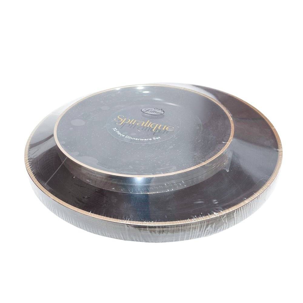 Platos reutilizables Charcoal de 32 piezas Lillian