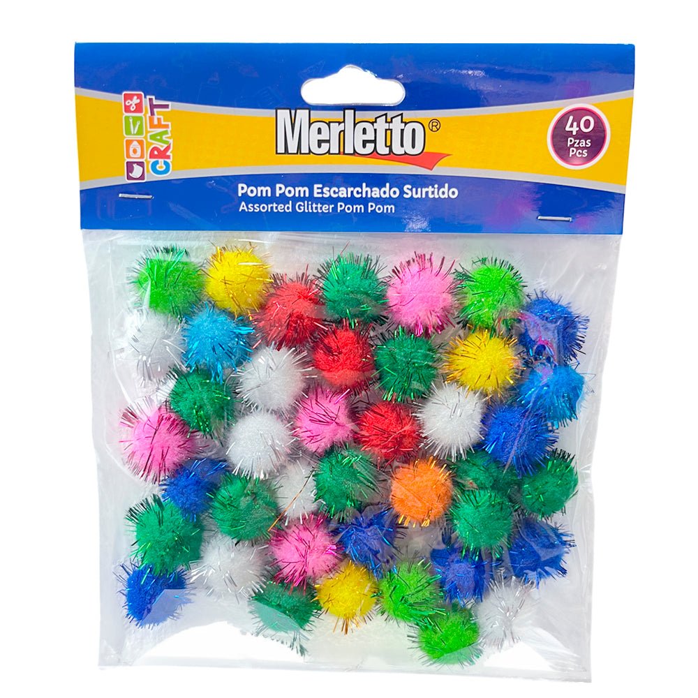 Pom Pom Merletto Escarchado Surtido 20 MM 40 Piezas - Merletto - Titan.com.pa - 7450119810763