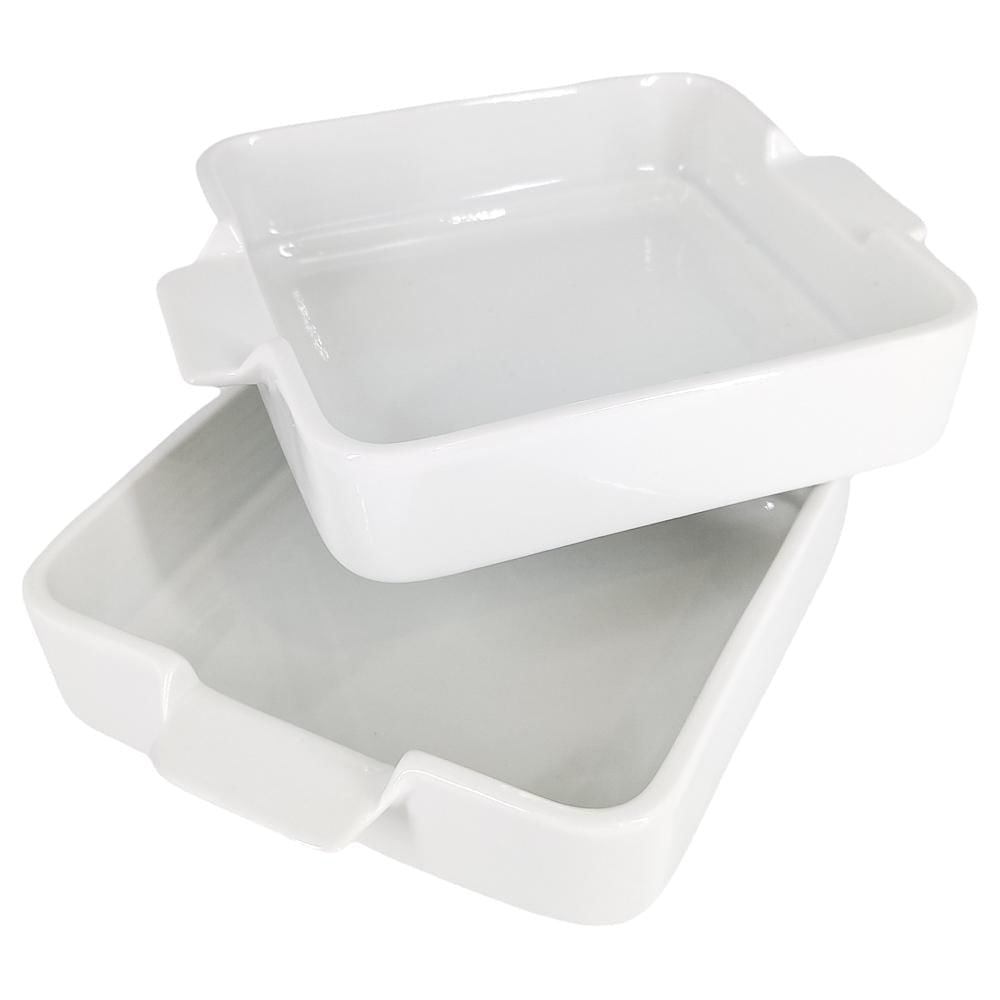 Refractario Tabletops de Porcelana Cuadrada 2 Piezas