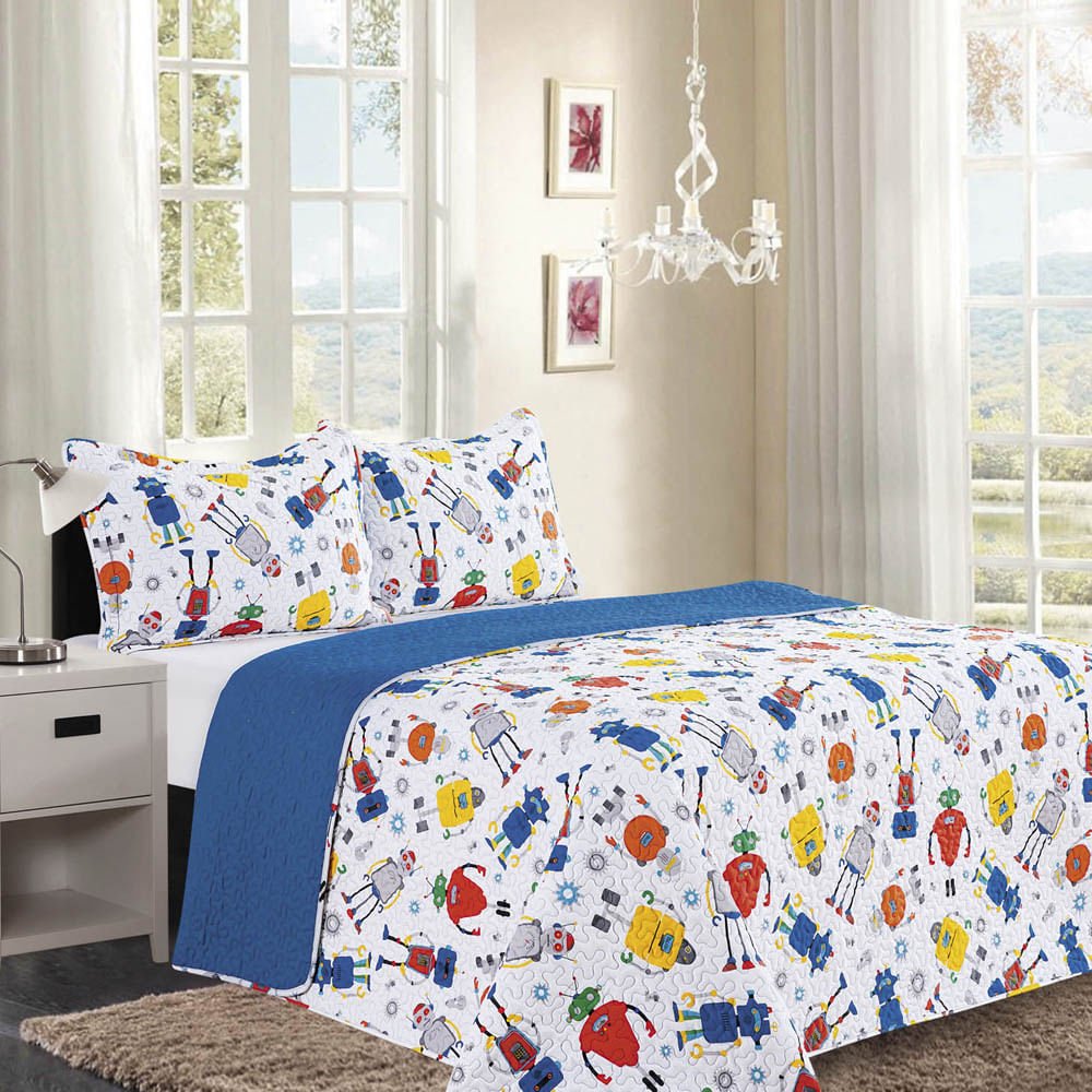 SOBRECAMA QUEEN ROBOT INFANTIL REVERSIBL - HOME ACCENTS - Titan.com.pa - 7453100822332