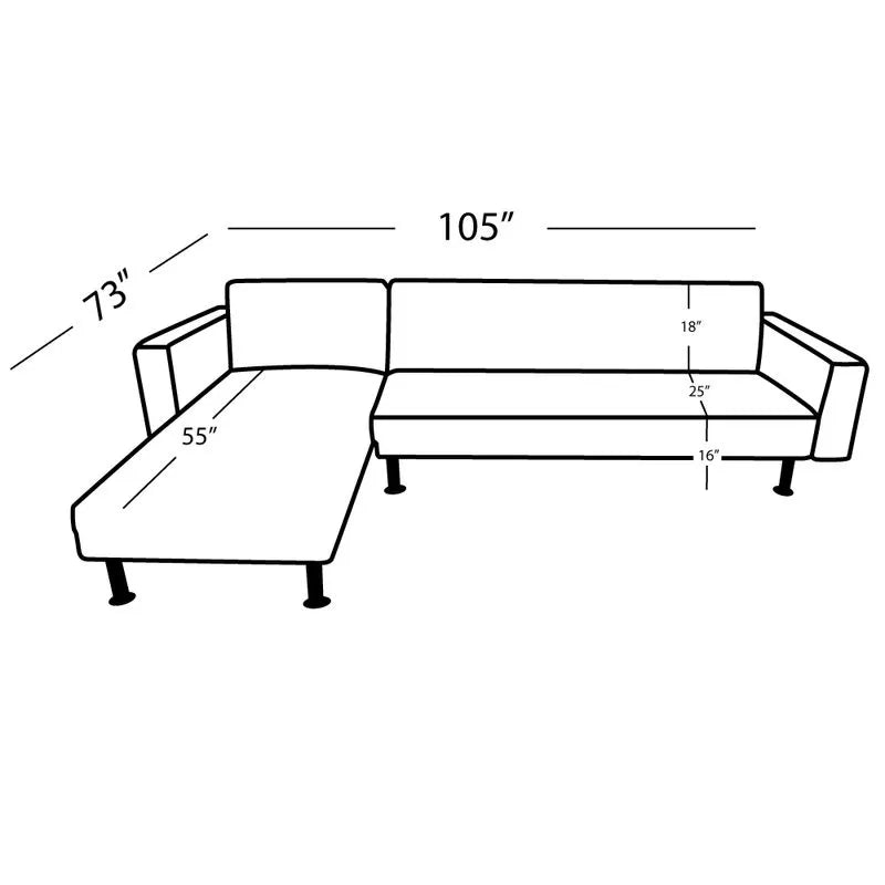 Sofacama Elements FurnitureTipo L - Pata De Metal - Khaki - Elements Furniture - Titan.com.pa - 2150109512732