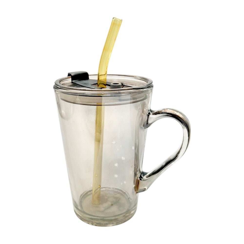 Taza de Vidrio Beneli Home 300 ml / Con Tapa y Carrizo - Beneli Home - Titan.com.pa - 7453129412934