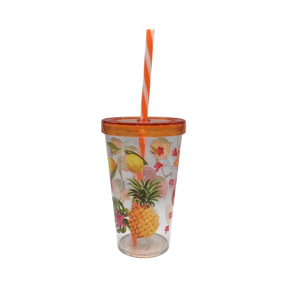 Vaso Acrilico Herevin 22 Oz C/Tapa C/Carrizo
